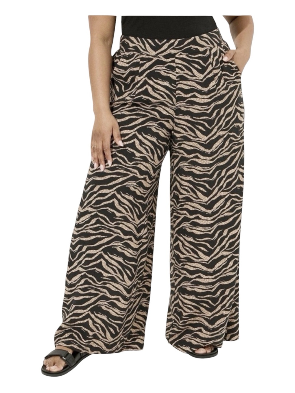 Torrid animal print pull on wide leg flowy pants size 1R (14/16)
